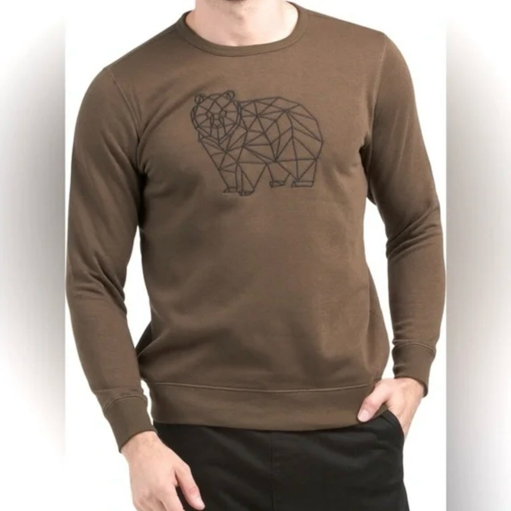 French Connection Brown Crewneck Sweater with Bear.  Fits like a large